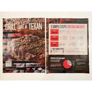 Grill Like A Beef Loving Texan Steak 2 Page Advertisement Print Ad